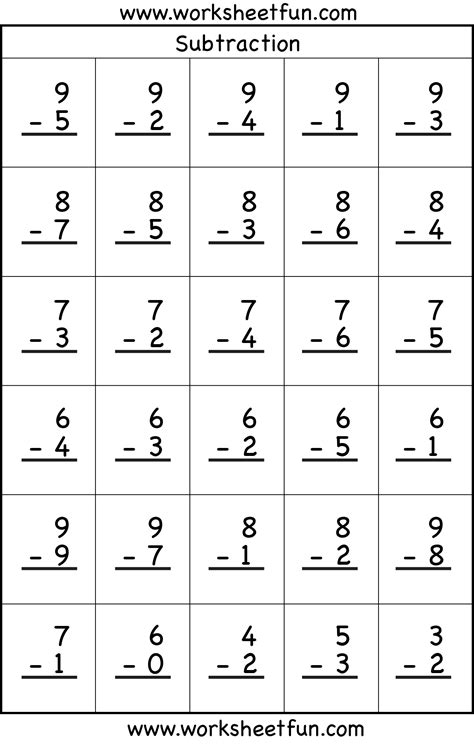 free printable subtraction worksheets.